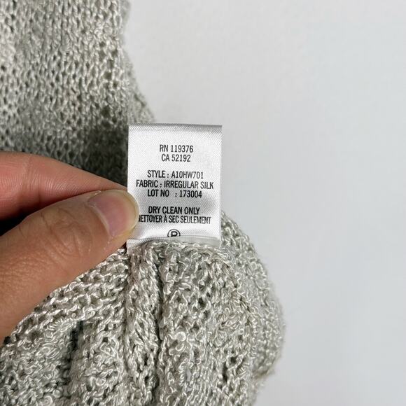 Helmut Lang P Light Heather Gray Silk Open Knit Tank Top Scoop Neck Curved Hem - Picture 9 of 10